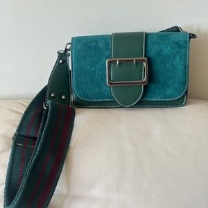Elegant Teal Suede Crossbody Bag